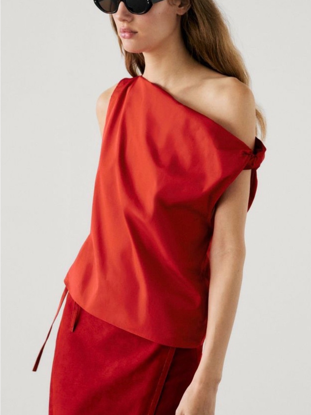 Massimo Dutti off Shoulder Red Camisole